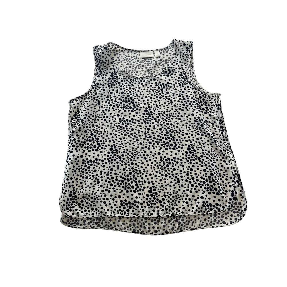 Chicos 3 Black White Polka Dot Sleeveless Tank Top Blouse Women's Size 3
